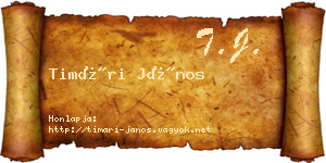 Timári János névjegykártya